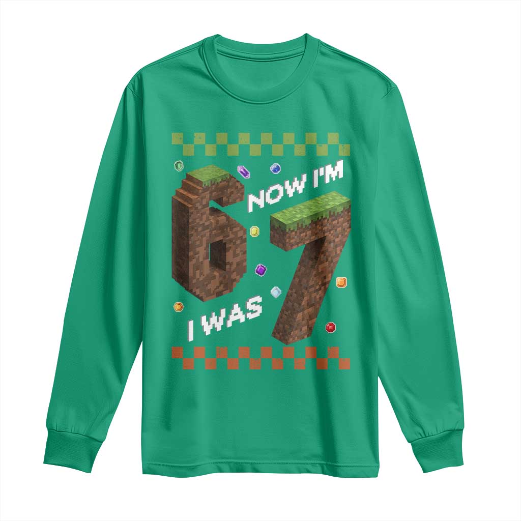 7th Birthday I Was 6 Now Im 7 Long Sleeve Shirt Unlocked 67 Boys Kids Youth TS14 Irish Green Print Your Wear