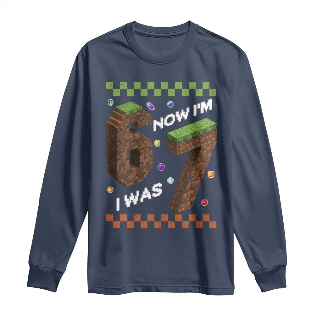 7th Birthday I Was 6 Now Im 7 Long Sleeve Shirt Unlocked 67 Boys Kids Youth TS14 Navy Print Your Wear