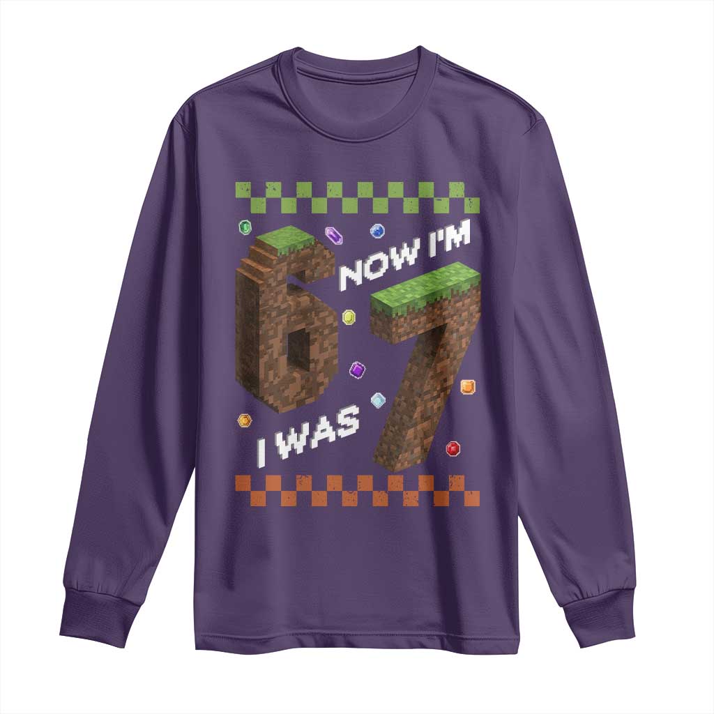 7th Birthday I Was 6 Now Im 7 Long Sleeve Shirt Unlocked 67 Boys Kids Youth TS14 Purple Print Your Wear
