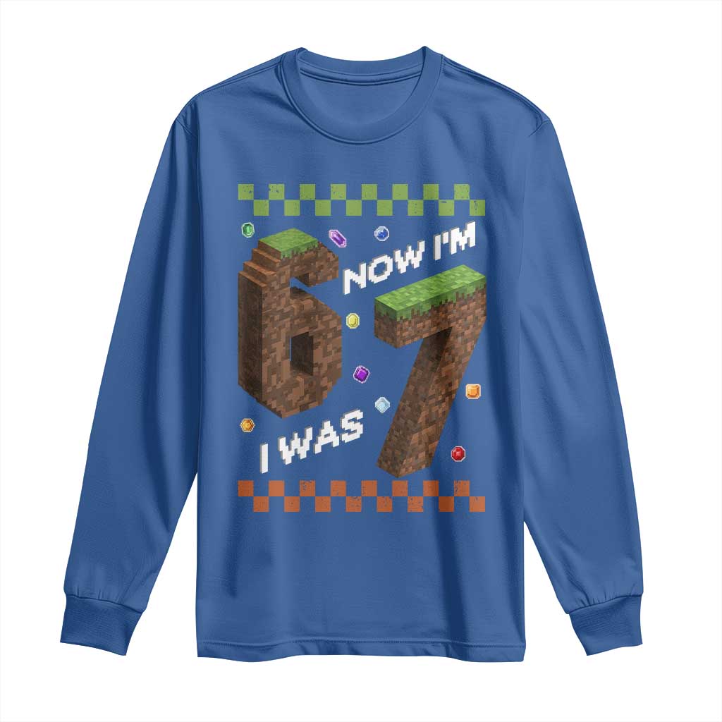 7th Birthday I Was 6 Now Im 7 Long Sleeve Shirt Unlocked 67 Boys Kids Youth TS14 Royal Blue Print Your Wear