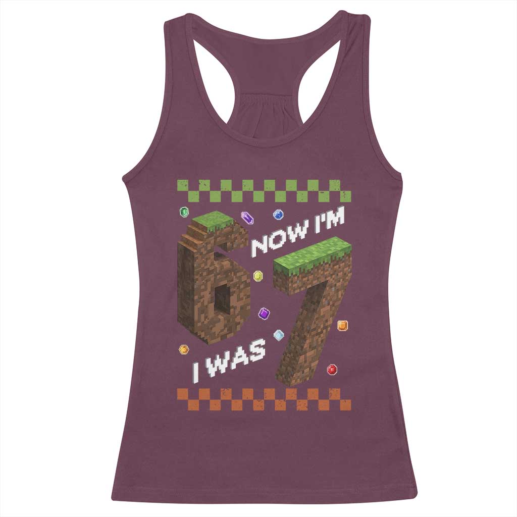 7th Birthday I Was 6 Now Im 7 Racerback Tank Top Unlocked 67 Boys Kids Youth TS14 Maroon Print Your Wear