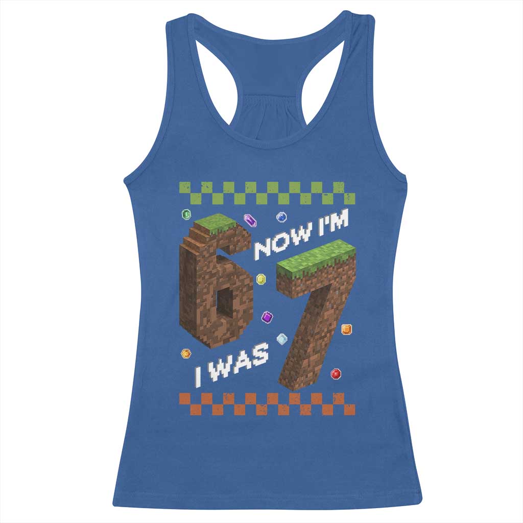 7th Birthday I Was 6 Now Im 7 Racerback Tank Top Unlocked 67 Boys Kids Youth TS14 Royal Blue Print Your Wear