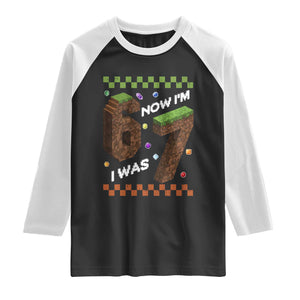 7th Birthday I Was 6 Now Im 7 Raglan Shirt Unlocked 67 Boys Kids Youth TS14 Black White Print Your Wear