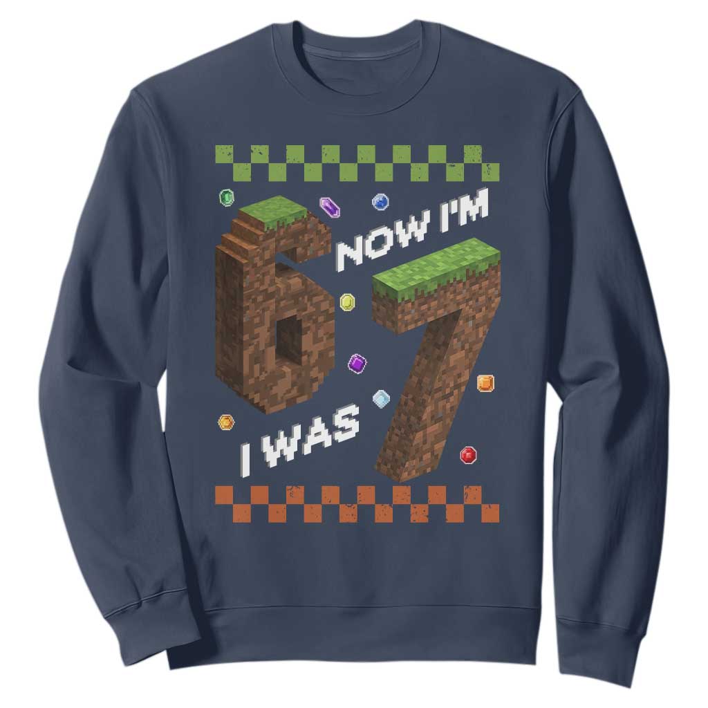 7th Birthday I Was 6 Now Im 7 Sweatshirt Unlocked 67 Boys Kids Youth TS14 Navy Print Your Wear