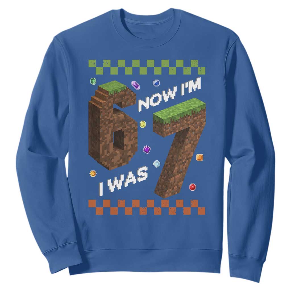 7th Birthday I Was 6 Now Im 7 Sweatshirt Unlocked 67 Boys Kids Youth TS14 Royal Blue Print Your Wear