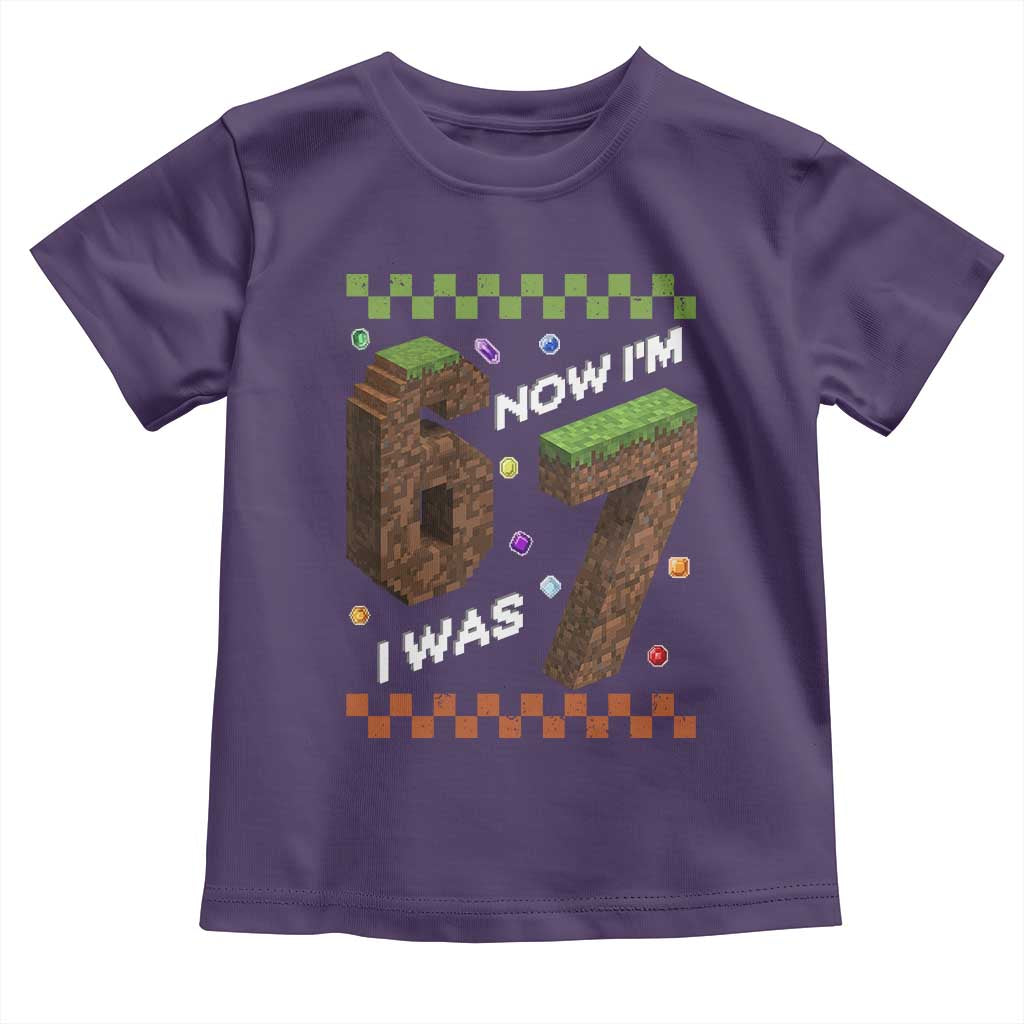 7th Birthday I Was 6 Now Im 7 Toddler T Shirt Unlocked 67 Boys Kids Youth TS14 Purple Print Your Wear