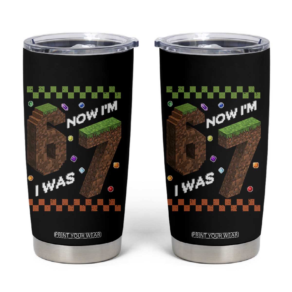 7th Birthday I Was 6 Now Im 7 Tumbler Cup Unlocked 67 Boys Kids Youth TS14 Black Print Your Wear