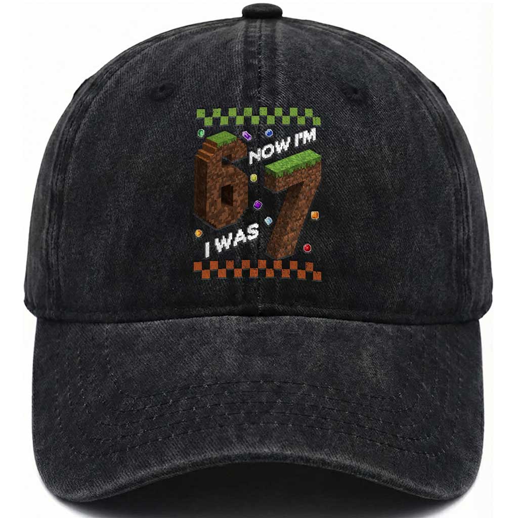 7th Birthday I Was 6 Now Im 7 Washed Cotton Baseball Cap Unlocked 67 Boys Kids Youth