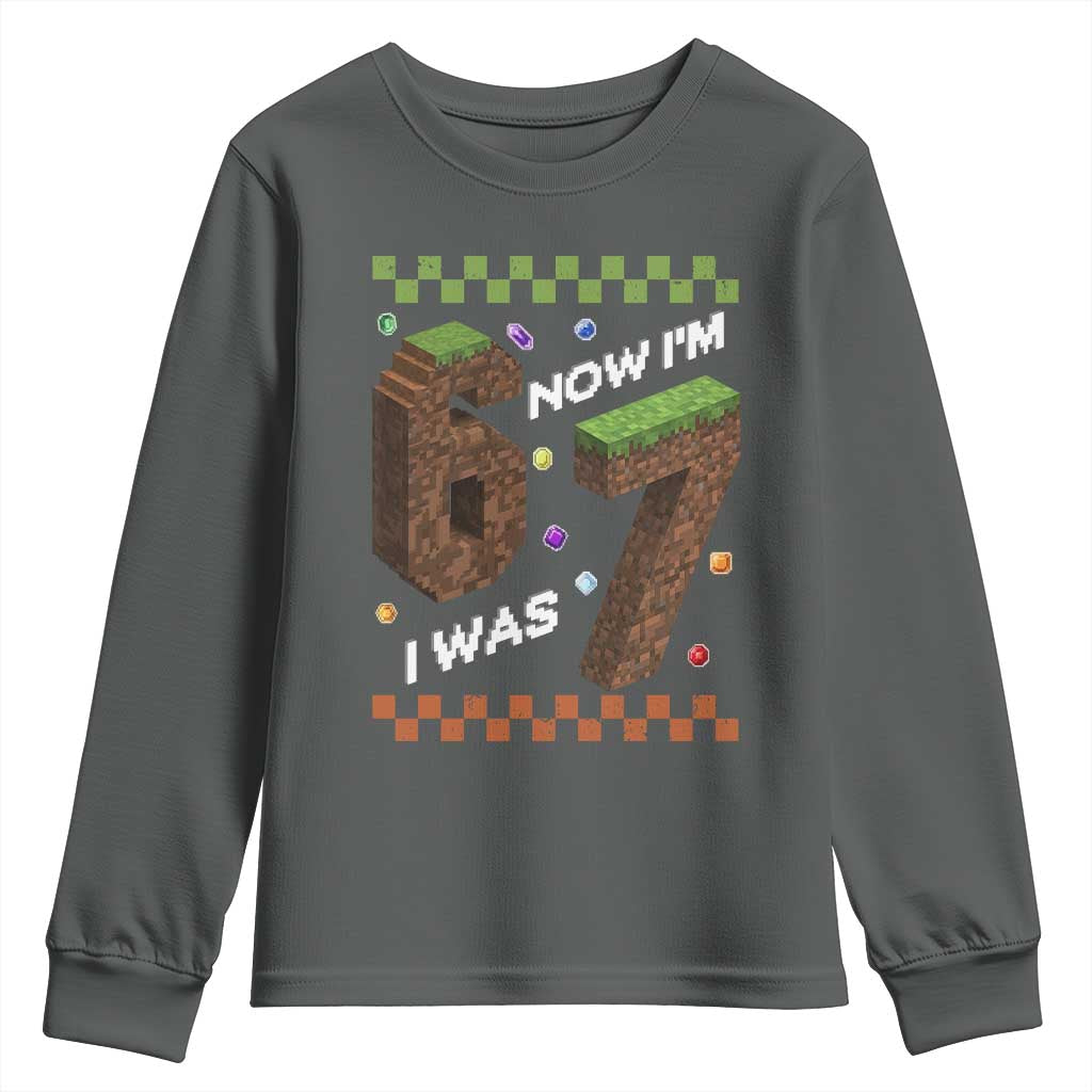7th Birthday I Was 6 Now Im 7 Youth Sweatshirt Unlocked 67 Boys Kids Youth TS14 Dark Heather Print Your Wear