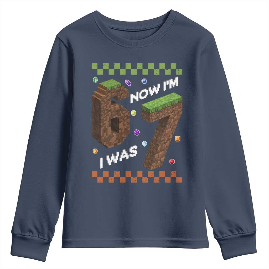 7th Birthday I Was 6 Now Im 7 Youth Sweatshirt Unlocked 67 Boys Kids Youth TS14 Navy Print Your Wear