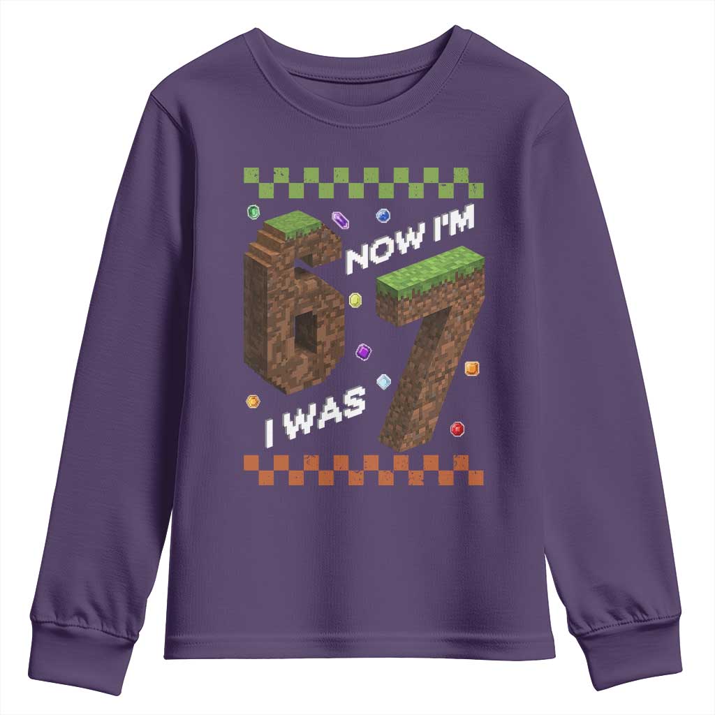 7th Birthday I Was 6 Now Im 7 Youth Sweatshirt Unlocked 67 Boys Kids Youth TS14 Purple Print Your Wear