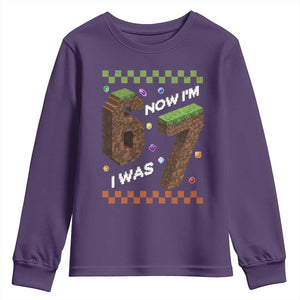 7th Birthday I Was 6 Now Im 7 Youth Sweatshirt Unlocked 67 Boys Kids Youth TS14 Purple Print Your Wear