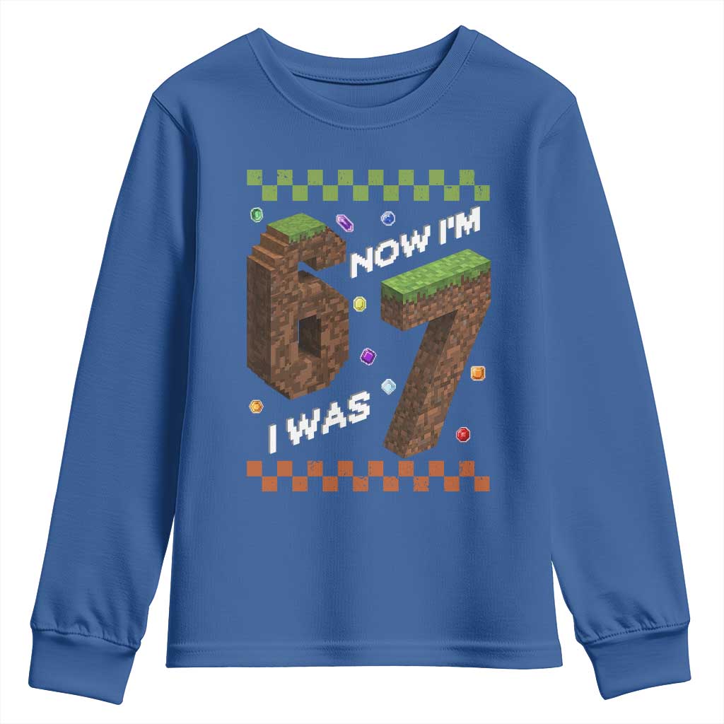 7th Birthday I Was 6 Now Im 7 Youth Sweatshirt Unlocked 67 Boys Kids Youth TS14 Royal Blue Print Your Wear