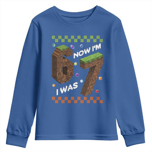 7th Birthday I Was 6 Now Im 7 Youth Sweatshirt Unlocked 67 Boys Kids Youth TS14 Royal Blue Print Your Wear