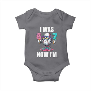 I Was 6 Now I'm 7 Baby Onesie Baseball Ice Cream Drip Number 67 Player TS14 Charcoal Print Your Wear
