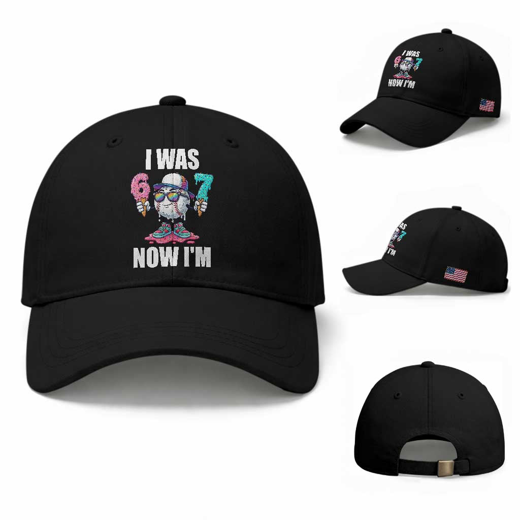 I Was 6 Now I'm 7 Baseball Cap Baseball Ice Cream Drip Number 67 Player