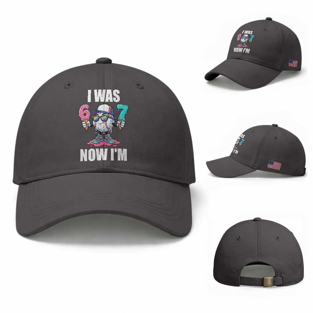 I Was 6 Now I'm 7 Baseball Cap Baseball Ice Cream Drip Number 67 Player