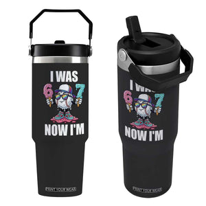 I Was 6 Now I'm 7 Flip Straw Tumbler Baseball Ice Cream Drip Number 67 Player TS14 One Size: 30 oz Black Print Your Wear