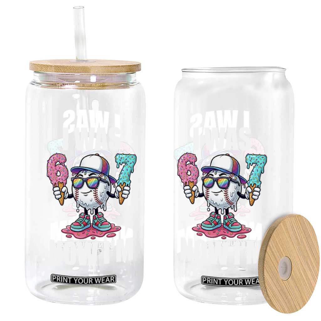I Was 6 Now I'm 7 Glass Can Baseball Ice Cream Drip Number 67 Player TS14 Print Your Wear