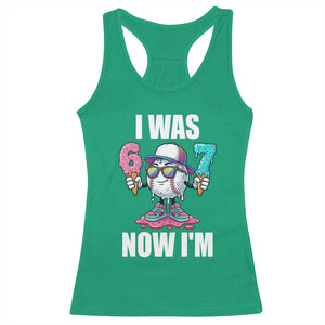 I Was 6 Now I'm 7 Racerback Tank Top Baseball Ice Cream Drip Number 67 Player TS14 Irish Green Print Your Wear