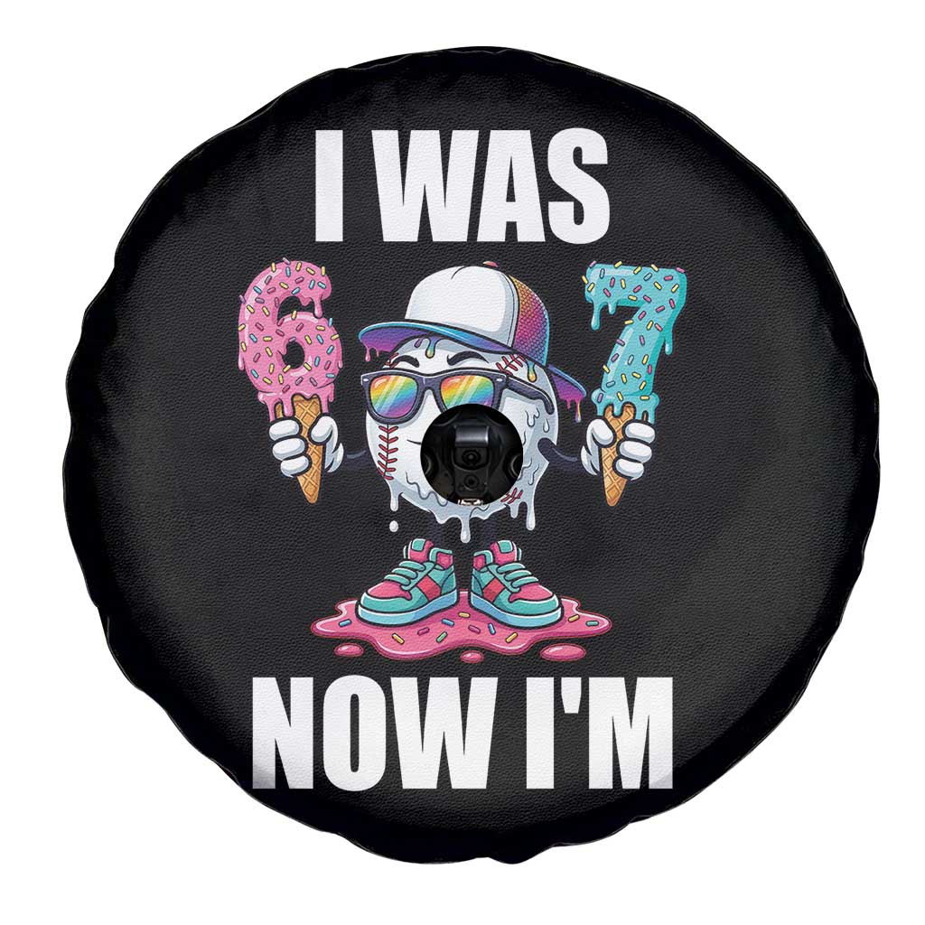 I Was 6 Now I'm 7 Spare Tire Cover Baseball Ice Cream Drip Number 67 Player TS14 Print Your Wear