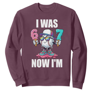 I Was 6 Now I'm 7 Sweatshirt Baseball Ice Cream Drip Number 67 Player