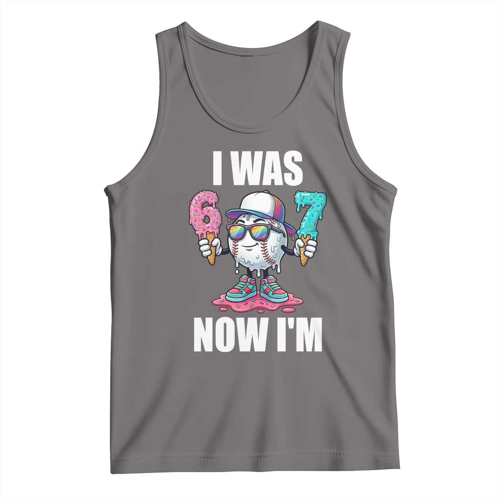 I Was 6 Now I'm 7 Tank Top Baseball Ice Cream Drip Number 67 Player