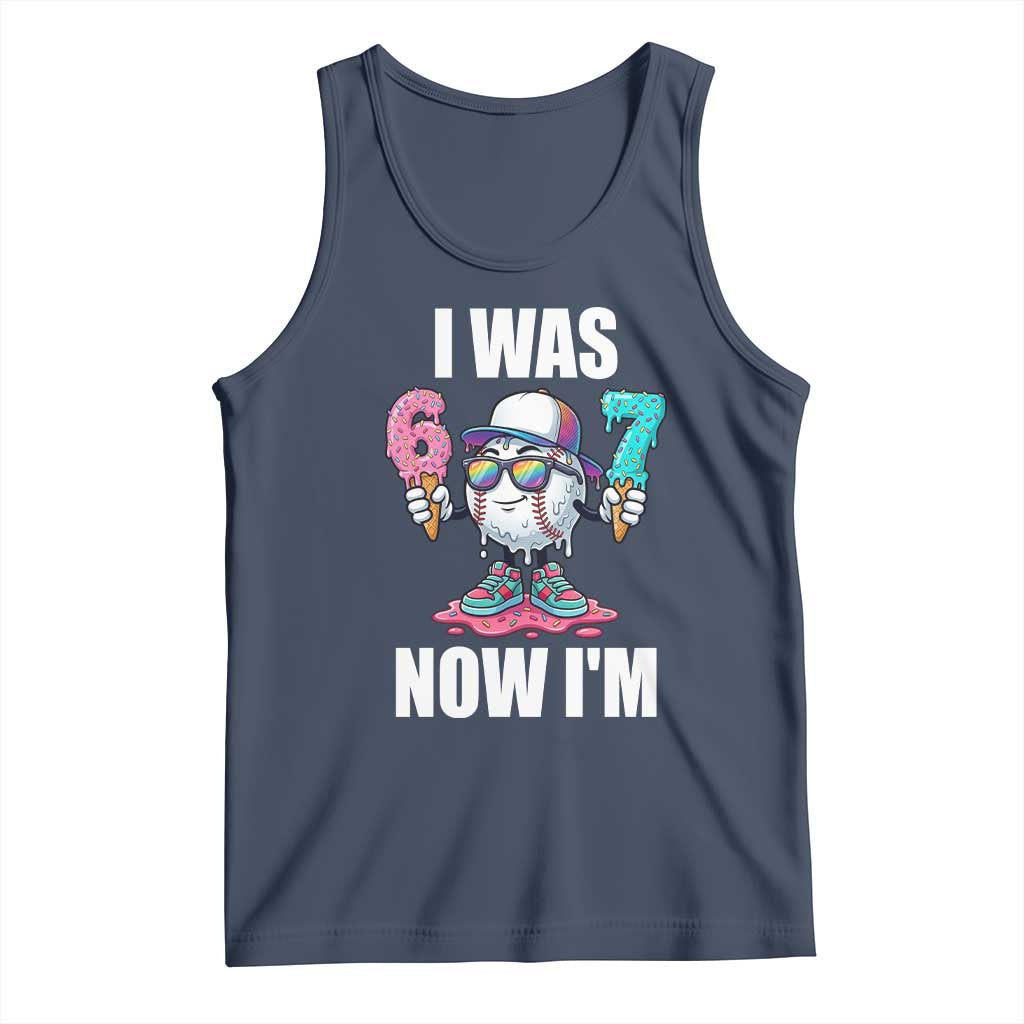 I Was 6 Now I'm 7 Tank Top Baseball Ice Cream Drip Number 67 Player