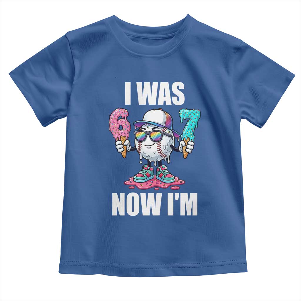 I Was 6 Now I'm 7 Toddler T Shirt Baseball Ice Cream Drip Number 67 Player