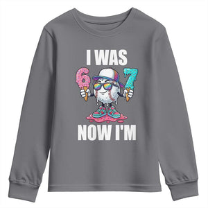 I Was 6 Now I'm 7 Youth Sweatshirt Baseball Ice Cream Drip Number 67 Player TS14 Charcoal Print Your Wear