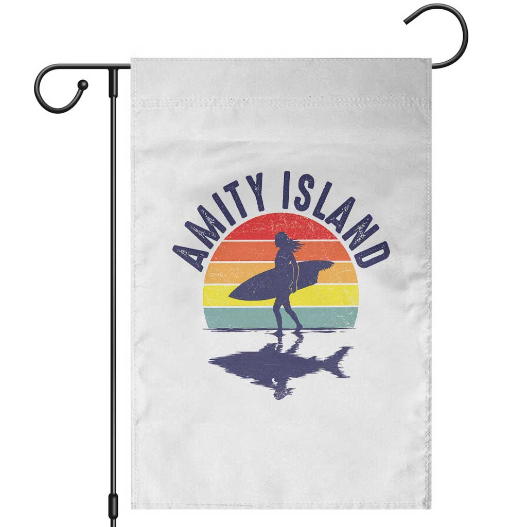 Amity Island Garden Flag Retro Surfing Board Humor TS14 White Print Your Wear