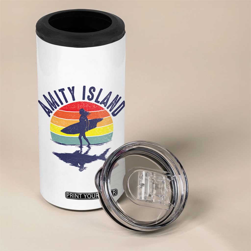 Amity Island 4 in 1 Can Cooler Tumbler Retro Surfing Board Humor TS14 Print Your Wear