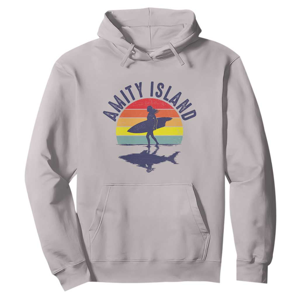 Amity Island Hoodie Retro Surfing Board Humor TS14 Ice Gray Print Your Wear