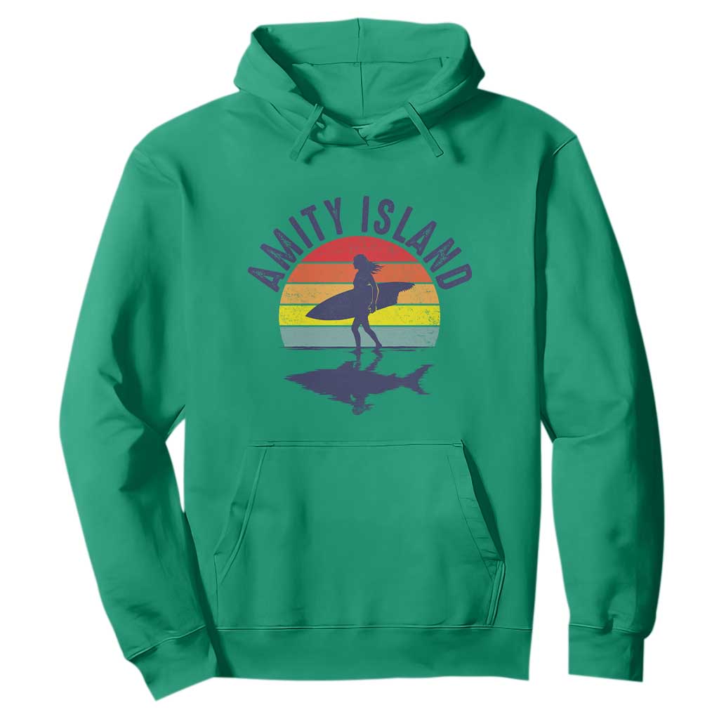 Amity Island Hoodie Retro Surfing Board Humor TS14 Irish Green Print Your Wear