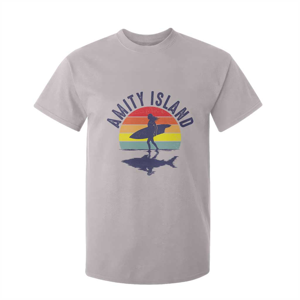 Amity Island T Shirt For Kid Retro Surfing Board Humor TS14 Ice Gray Print Your Wear
