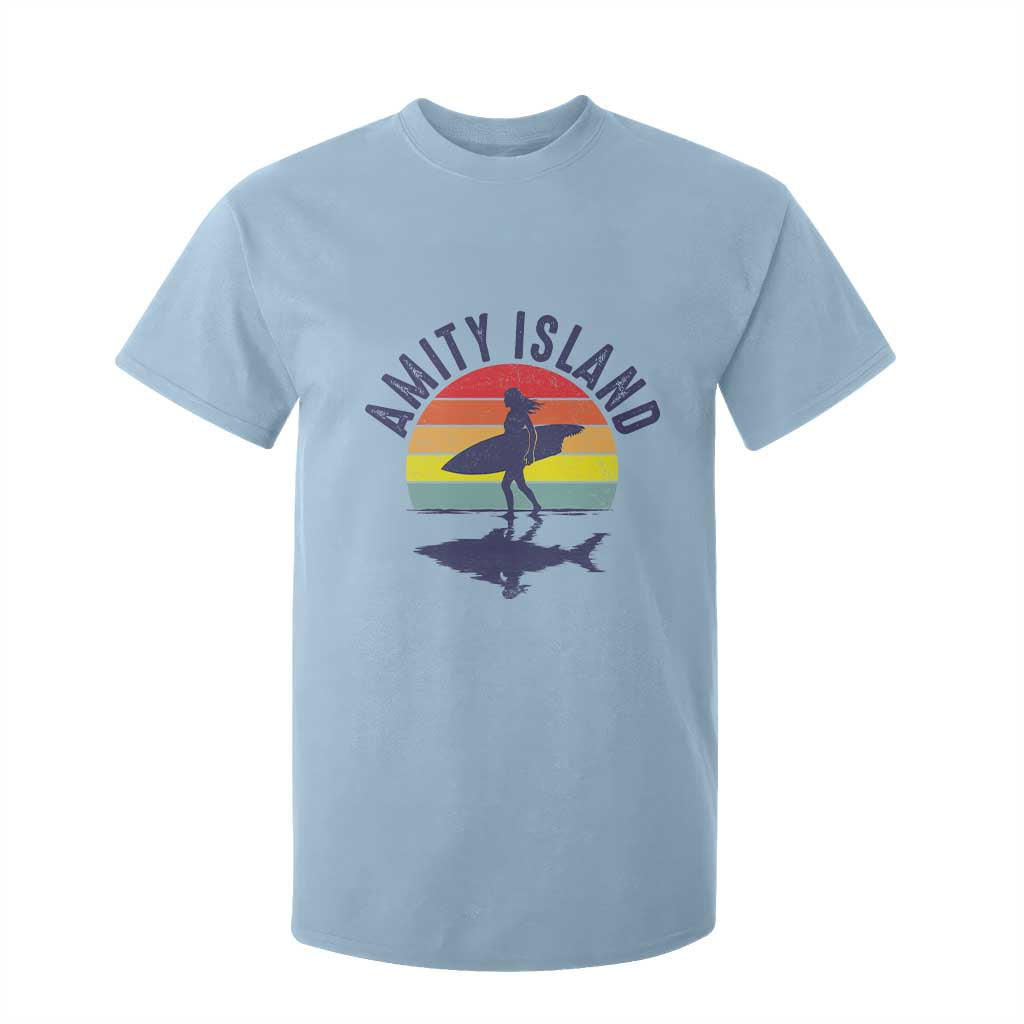 Amity Island T Shirt For Kid Retro Surfing Board Humor TS14 Light Blue Print Your Wear