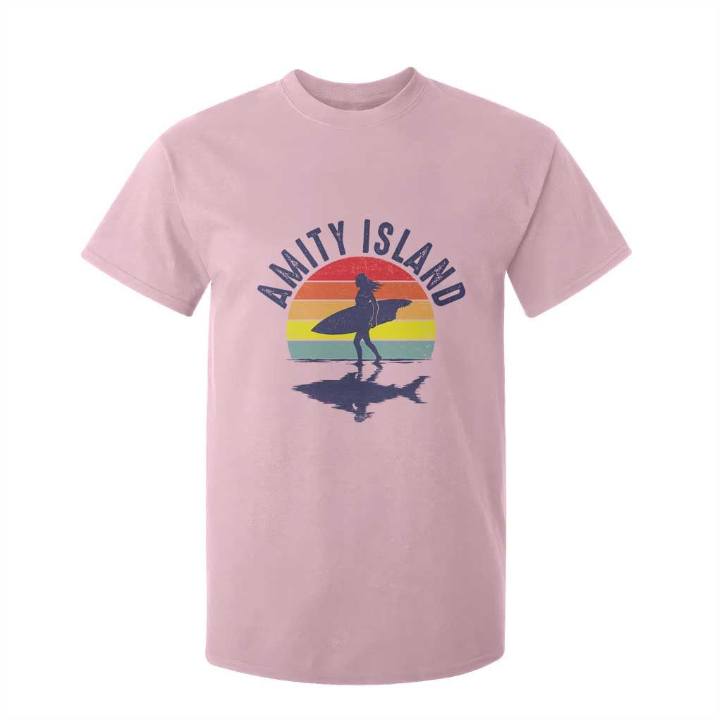 Amity Island T Shirt For Kid Retro Surfing Board Humor TS14 Light Pink Print Your Wear
