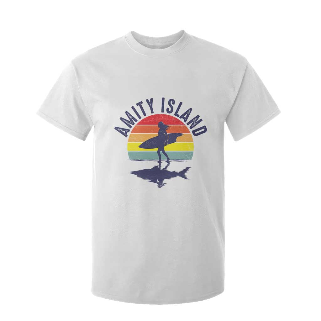 Amity Island T Shirt For Kid Retro Surfing Board Humor TS14 White Print Your Wear