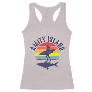 Amity Island Racerback Tank Top Retro Surfing Board Humor TS14 Ice Gray Print Your Wear