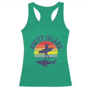 Amity Island Racerback Tank Top Retro Surfing Board Humor TS14 Irish Green Print Your Wear