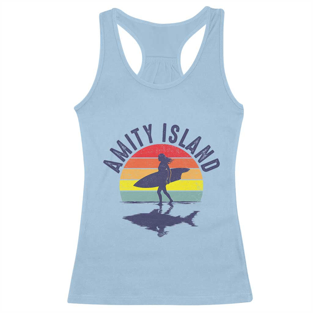 Amity Island Racerback Tank Top Retro Surfing Board Humor TS14 Light Blue Print Your Wear