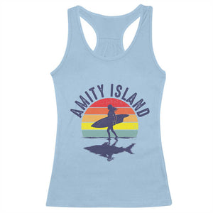 Amity Island Racerback Tank Top Retro Surfing Board Humor TS14 Light Blue Print Your Wear