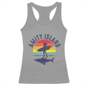 Amity Island Racerback Tank Top Retro Surfing Board Humor TS14 Sport Gray Print Your Wear