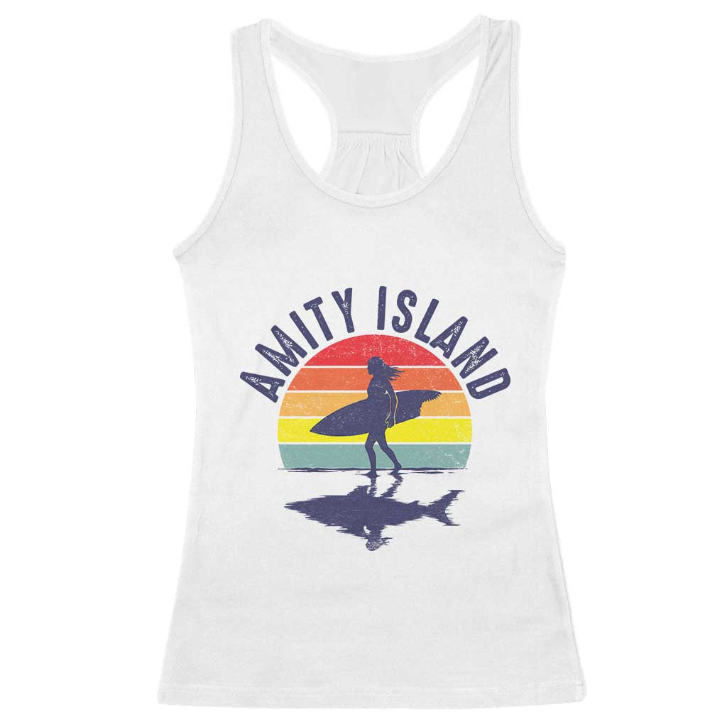 Amity Island Racerback Tank Top Retro Surfing Board Humor TS14 White Print Your Wear