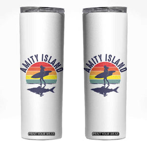 Amity Island Skinny Tumbler Retro Surfing Board Humor TS14 White Print Your Wear