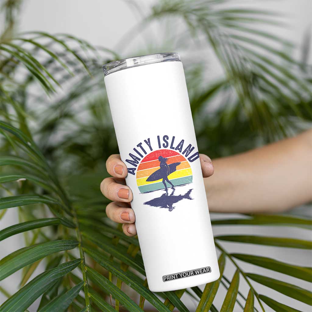 Amity Island Skinny Tumbler Retro Surfing Board Humor TS14 Print Your Wear