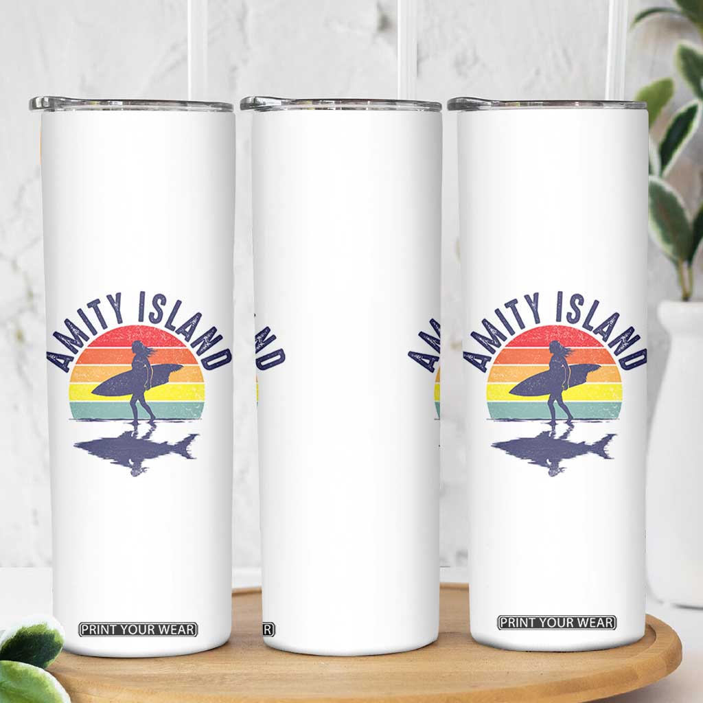 Amity Island Skinny Tumbler Retro Surfing Board Humor TS14 Print Your Wear