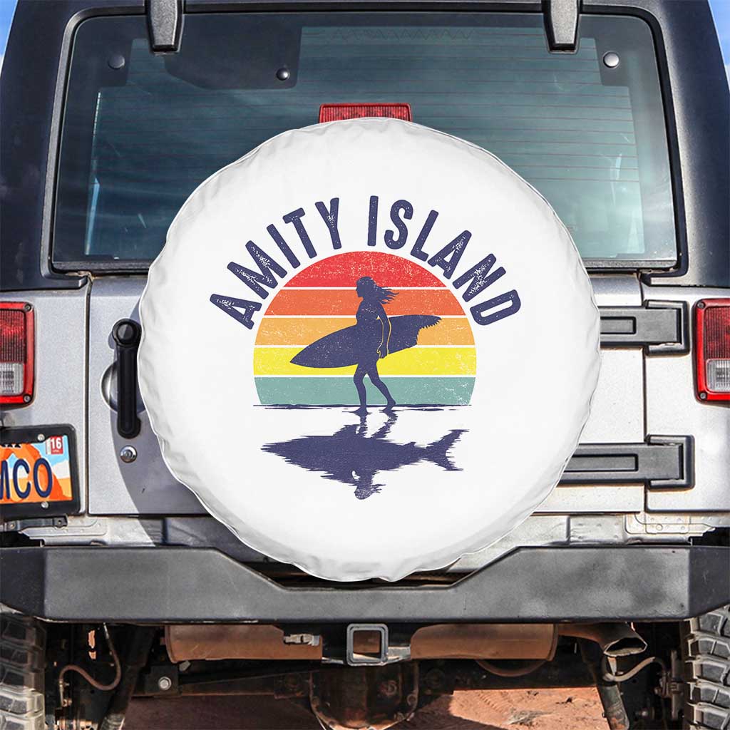 Amity Island Spare Tire Cover Retro Surfing Board Humor TS14 No hole White Print Your Wear