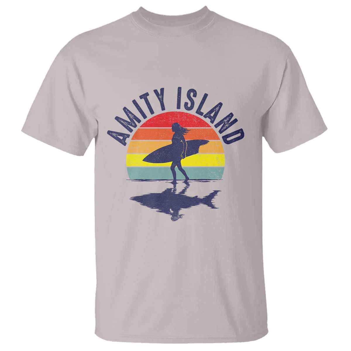 Amity Island T Shirt Retro Surfing Board Humor TS14 Ice Gray Print Your Wear