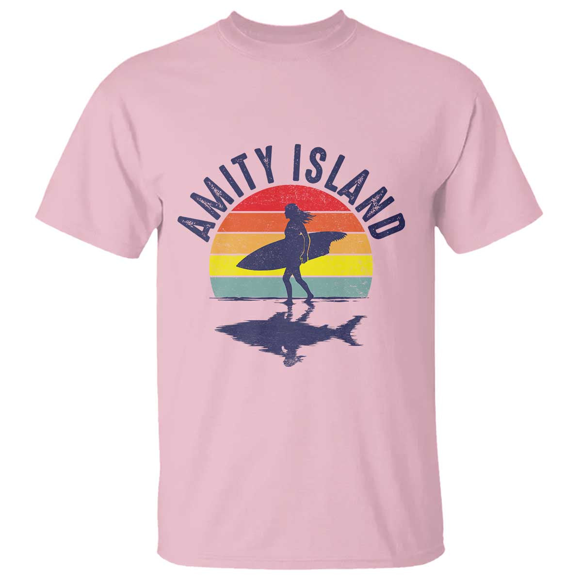 Amity Island T Shirt Retro Surfing Board Humor TS14 Light Pink Print Your Wear